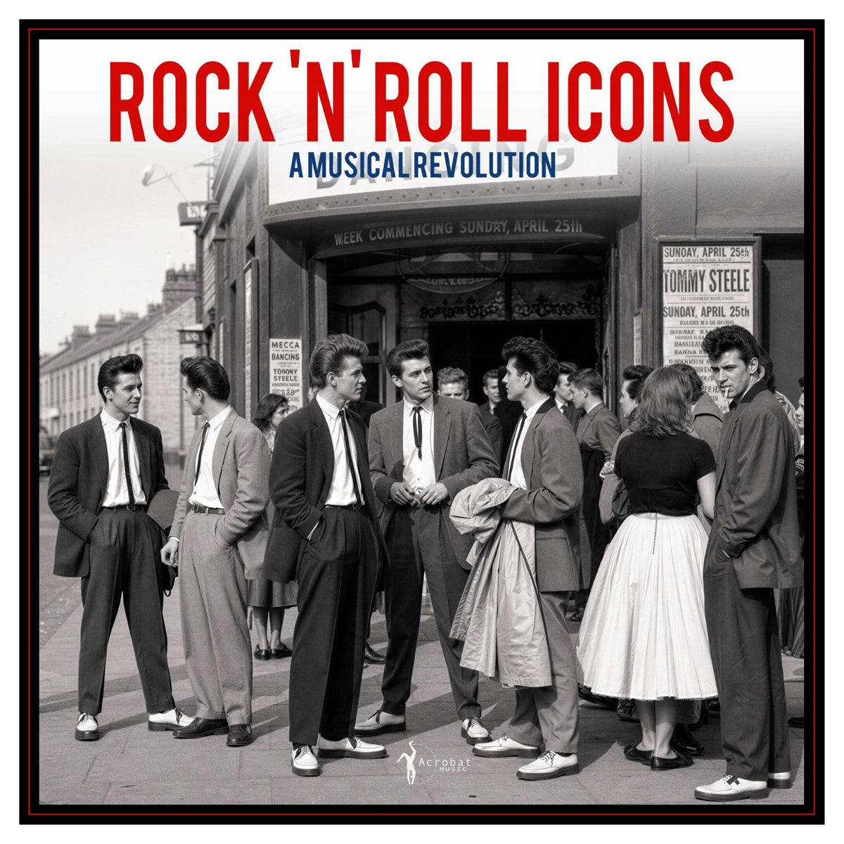 Black and white vinyl record cover featuring a group of 1950s musicians.