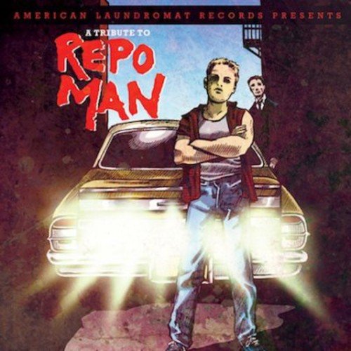 CD cover for "Repo Man" tribute, featuring illustrated man and car.