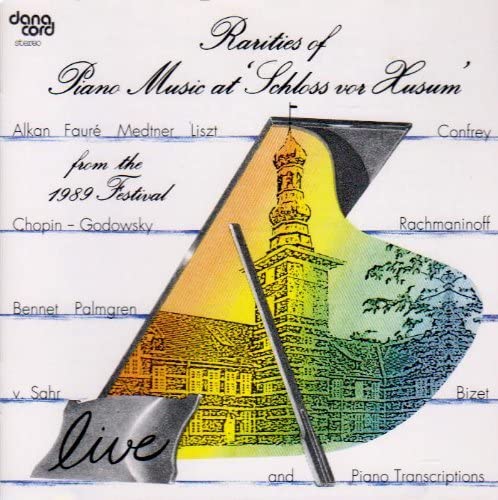 CD cover: colorful illustration of a castle tower and piano keys.