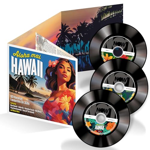 CDs and case for “Aloha Mai Hawaii” featuring a woman in floral attire.