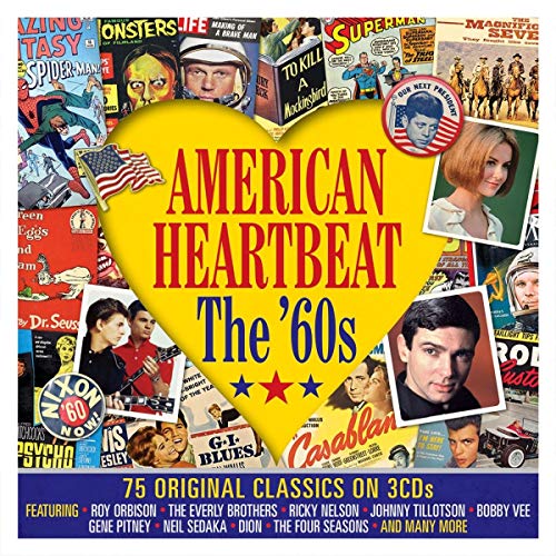CD cover for “American Heartbeat - The 60s” with collage of 1960s imagery.