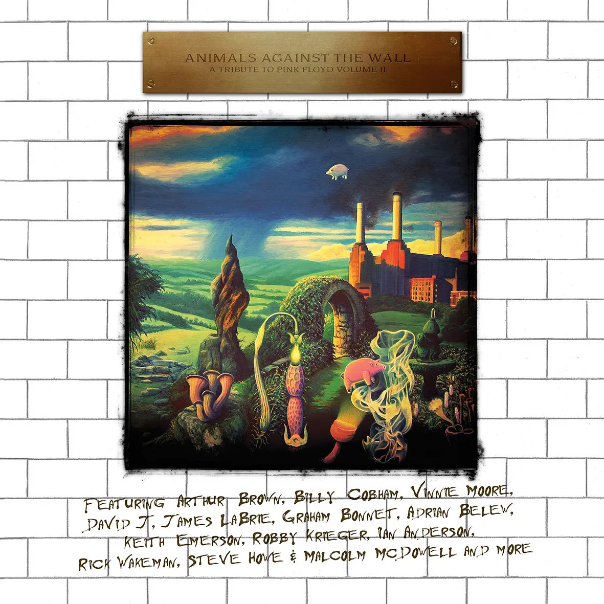 CD cover: surreal landscape with animals, factory, and stormy sky.