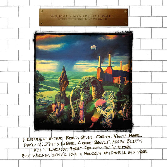 CD cover: surreal landscape with animals, factory, and stormy sky.
