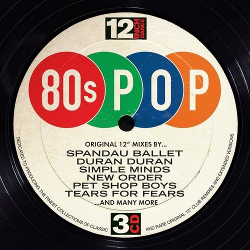 12-inch vinyl record label with “80s POP” text and artist names.
