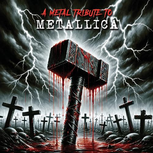 Album cover: bloody hammer above a graveyard with stormy sky.