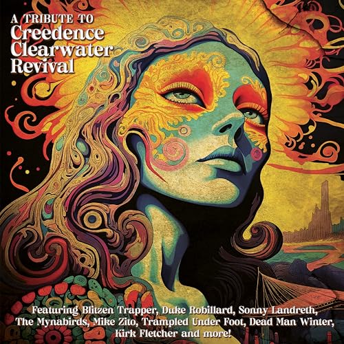 Colorful album cover for a Creedence Clearwater Revival tribute featuring painted portrait.