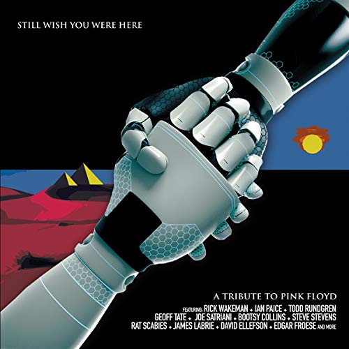 CD cover art showing two robotic hands shaking against a stylized desert landscape.