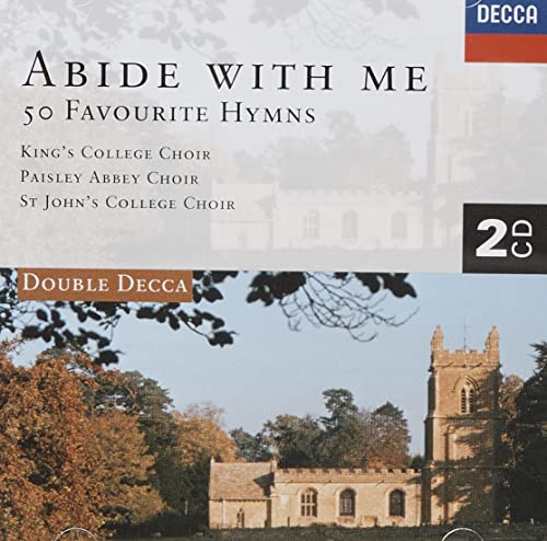 CD cover titled Abide With Me featuring a stone church and autumn trees.