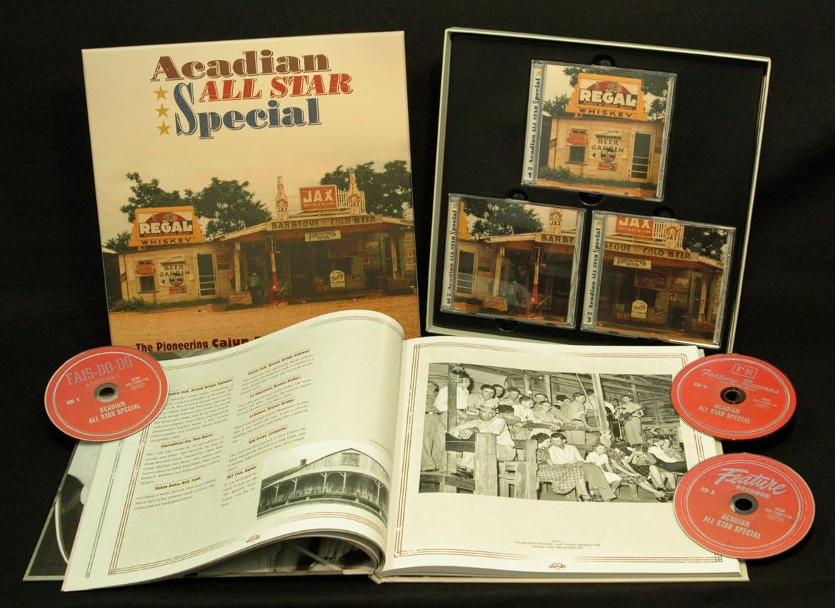 Acadian All Star Special 3-CD box set with case, discs, and illustrated booklet.