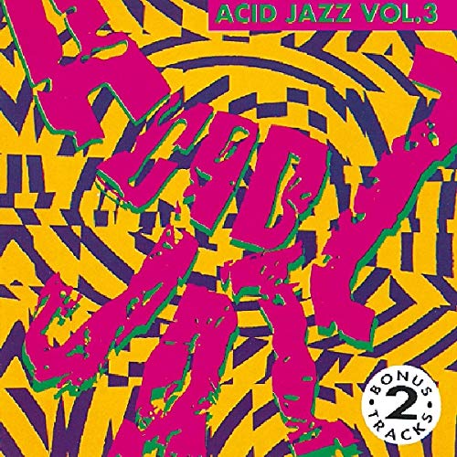 CD cover: “Acid Jazz Vol.3” with pink text on yellow and purple abstract design.