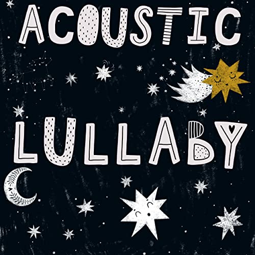 CD cover for "Acoustic Lullaby" with stars, moon, and whimsical lettering.
