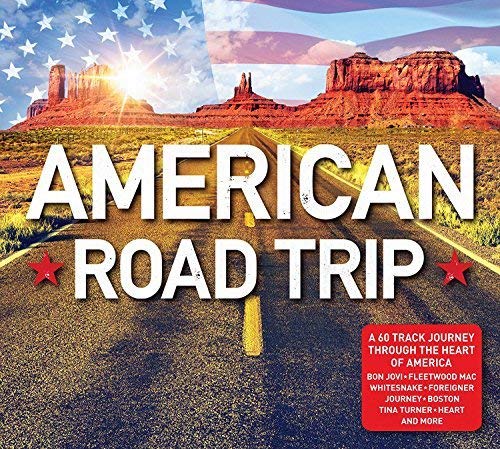 CD cover: desert landscape with text "American Road Trip" and American flag.