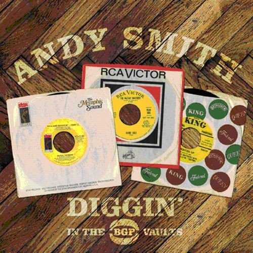 Vinyl record cover with vintage 45rpm singles and text “Andy Smith”.