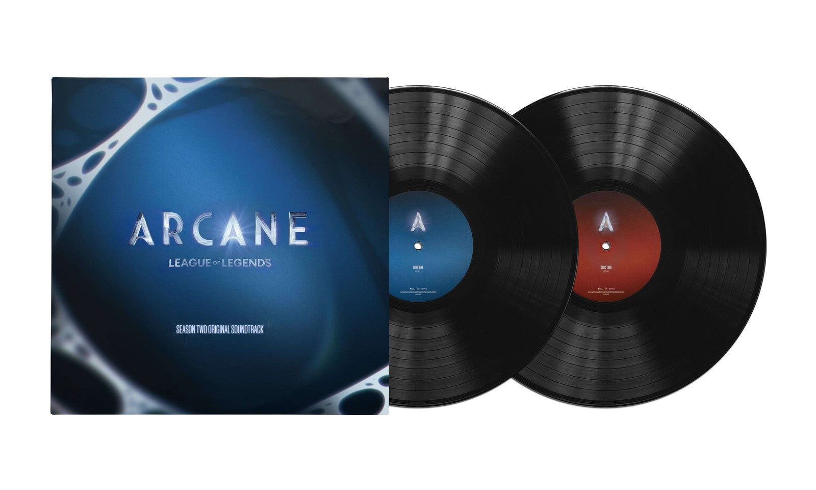 Arcane Season Two vinyl soundtrack album cover with two black vinyl records.