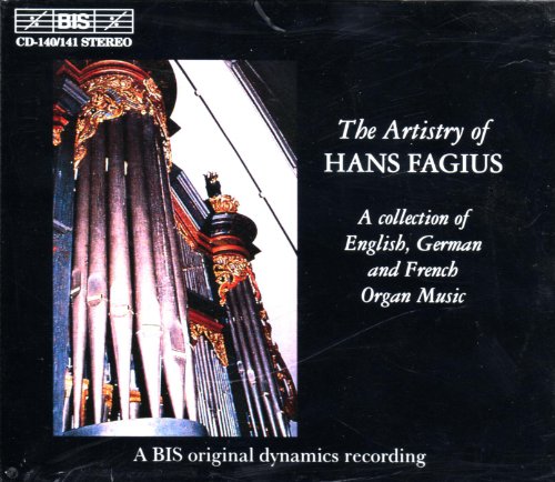 CD cover for "The Artistry of Hans Fagius" featuring organ pipes.