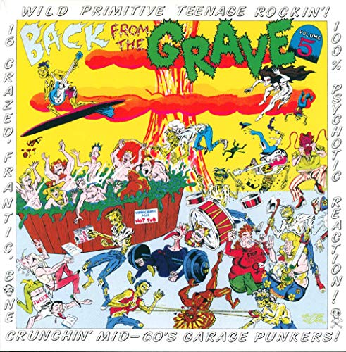 Yellow album cover with cartoon figures in a chaotic, energetic scene.
