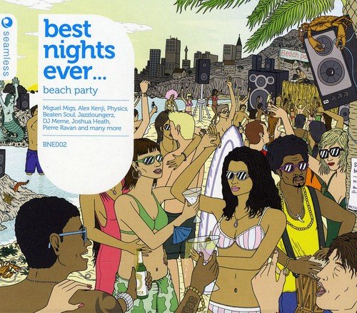 CD cover: illustrated beach party scene with diverse people dancing.