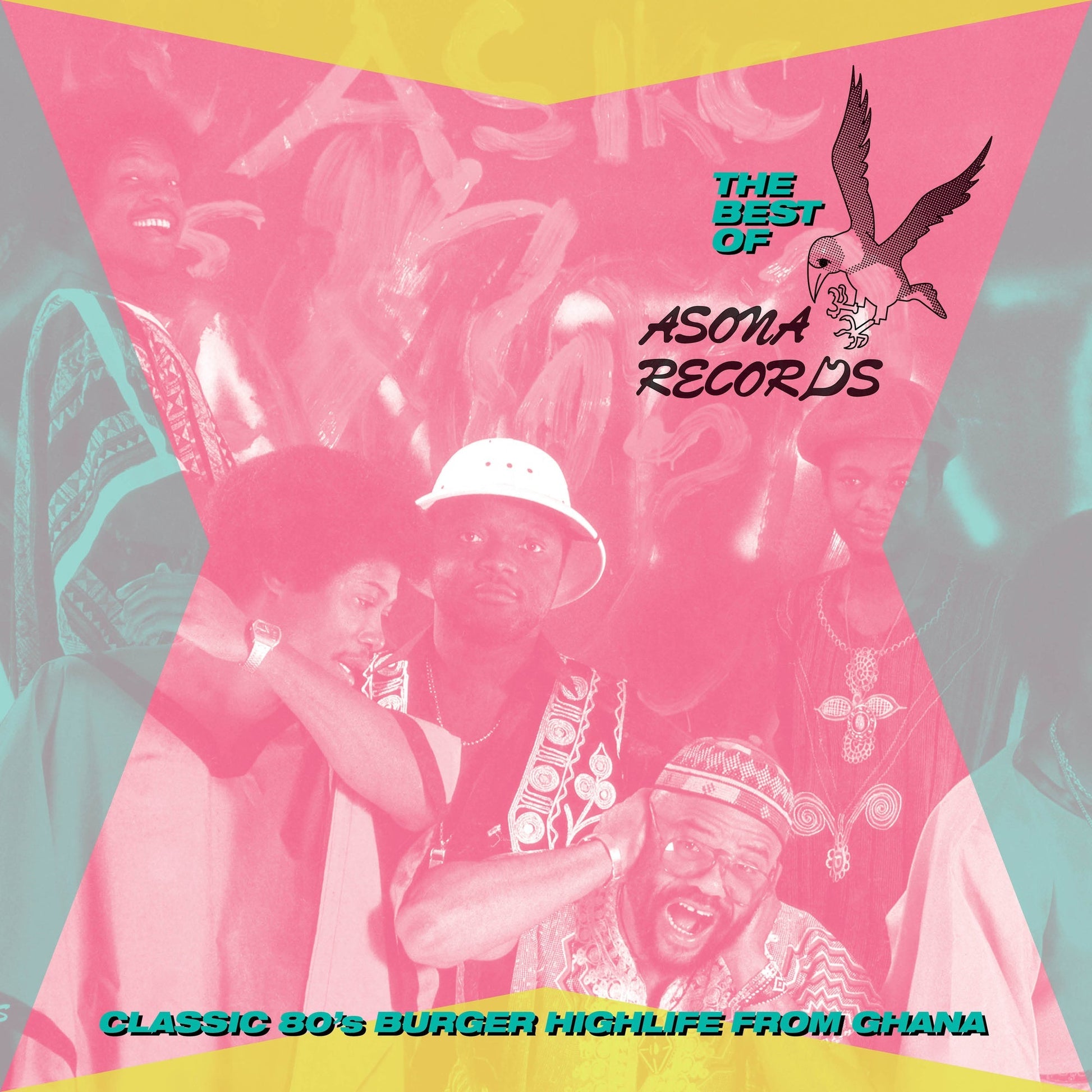 Record cover featuring portraits and colorful abstract shapes, text reads "Best of Asona Records".