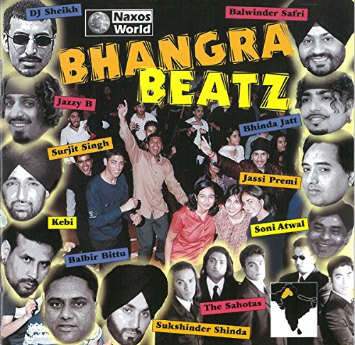 "Bhangra Beatz" music CD cover featuring artists' portraits and dancing people.