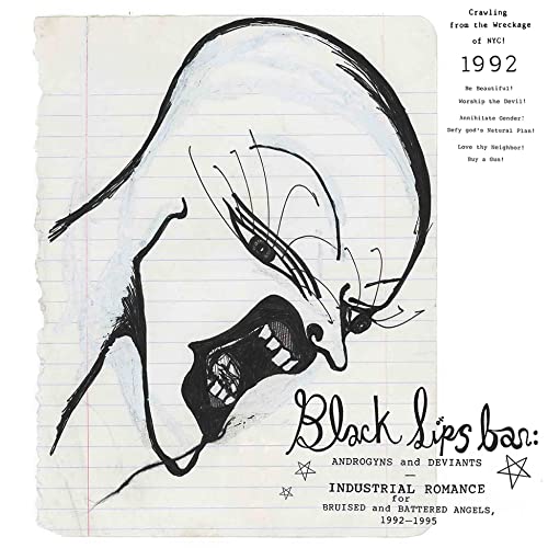 Blacklips Bar album cover: sketched face with text and star motifs.