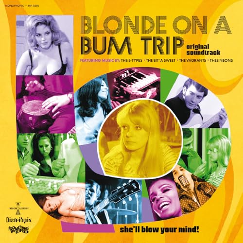 Colorful vinyl record cover with multiple portrait images and bold text.