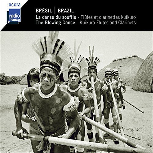 CD cover: Black and white photo of Indigenous Brazilian musicians.