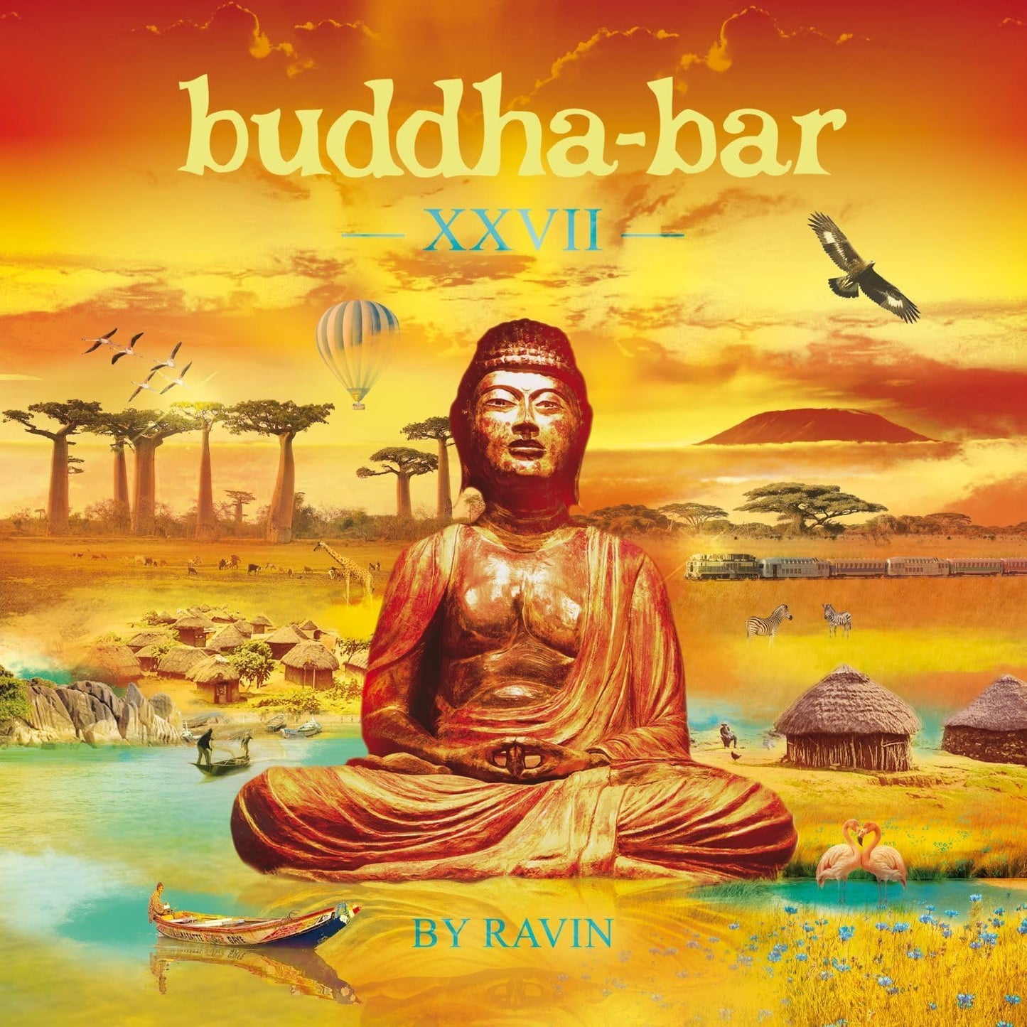 Buddha Bar Vol XXVII CD cover with a golden Buddha and African landscape.