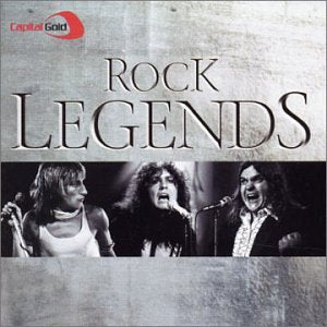 CD cover for “Capital Gold Rock Legends” featuring three rock musicians.