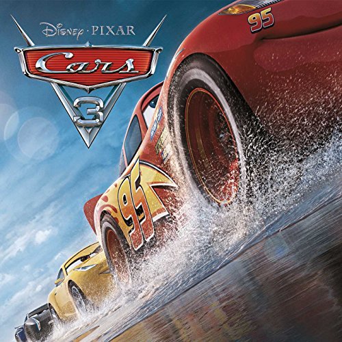 Cars 3 CD cover featuring red and yellow race cars speeding on a track.