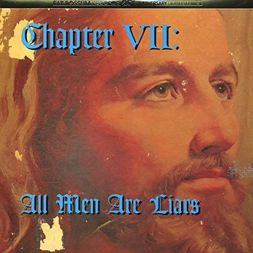 Vinyl album cover featuring a portrait of a bearded man with blue text overlay.