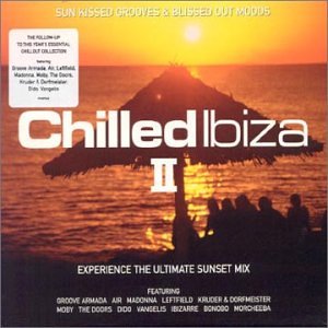 CD cover for "Chilled Ibiza II" with a sunset beach scene.