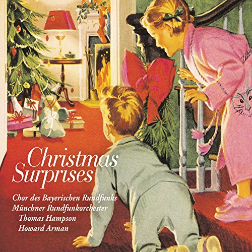 “Christmas Surprises” CD cover: children opening gifts under a Christmas tree.