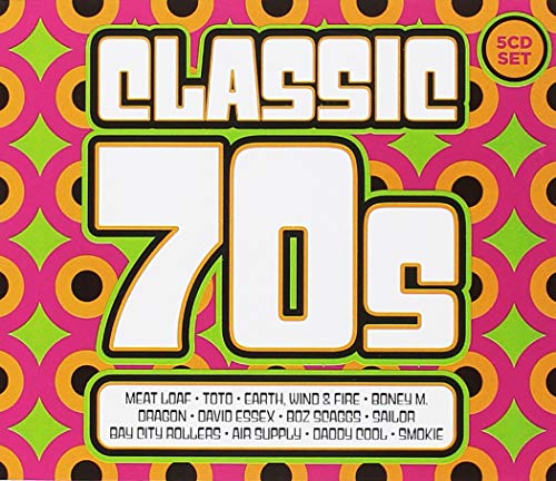 Colorful "Classic 70s" 5CD set with bold text and patterned background.