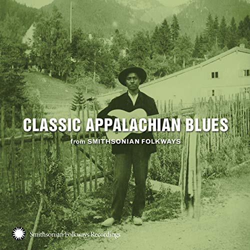 CD cover: Black musician with guitar, Appalachian landscape background.