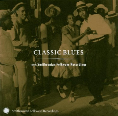 "CD cover with sepia-toned image of people dancing and playing instruments, 'Classic Blues' text."