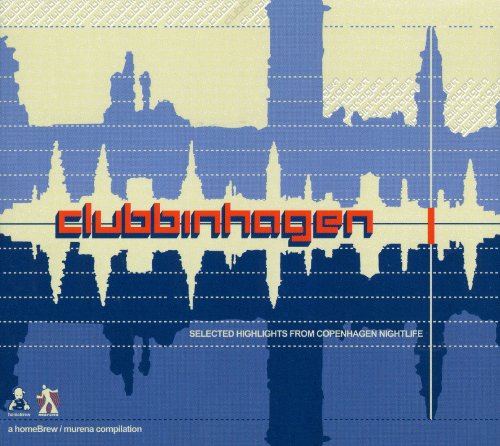 CD cover for “Clubinhagen” with abstract blue and yellow soundwave design.