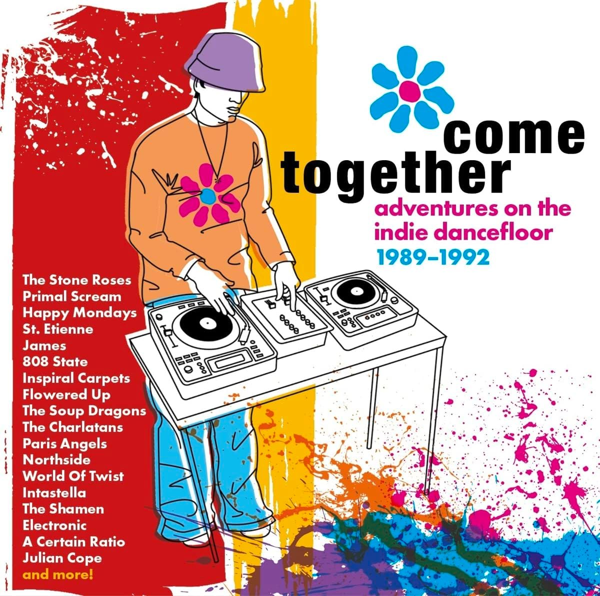 CD cover: a DJ with turntables, colorful abstract background, and text.