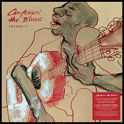 Vinyl album cover with green man playing guitar, red and white accents.