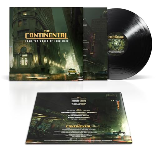 Vinyl record and gatefold sleeve for "The Continental" soundtrack, featuring cityscapes.