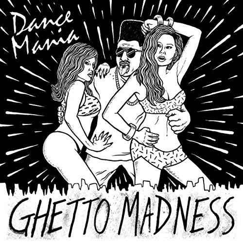 Black and white illustration of three figures in provocative poses.