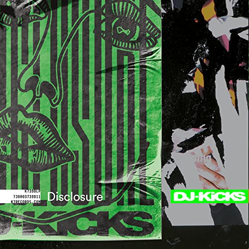 Green vinyl record cover with abstract eye and bold text: “Disclosure” and “DJ-Kicks”.