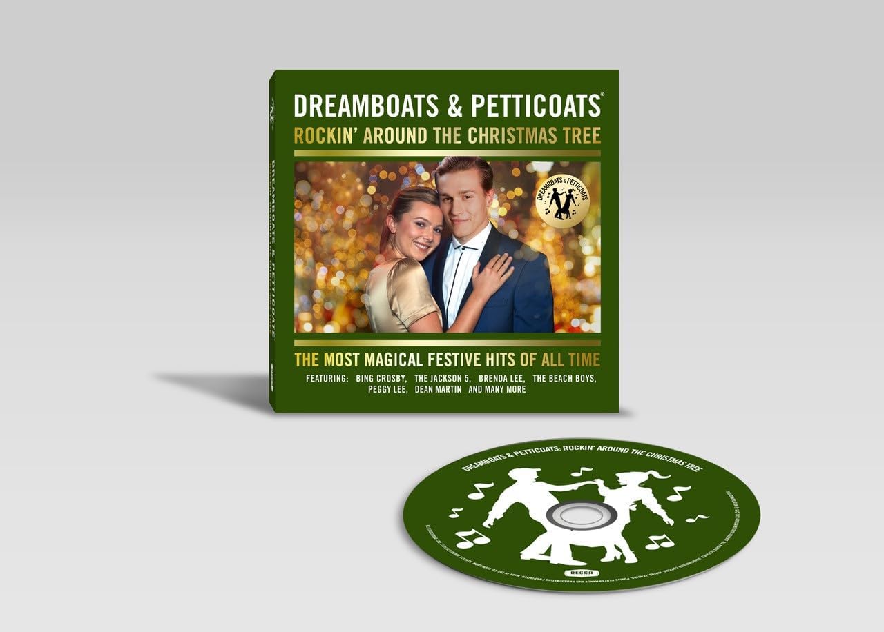 CD case and disc for "Dreamboats & Petticoats" Christmas compilation album.