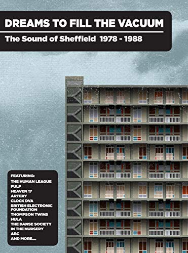 Album cover featuring a brutalist apartment block against a grey, textured background.