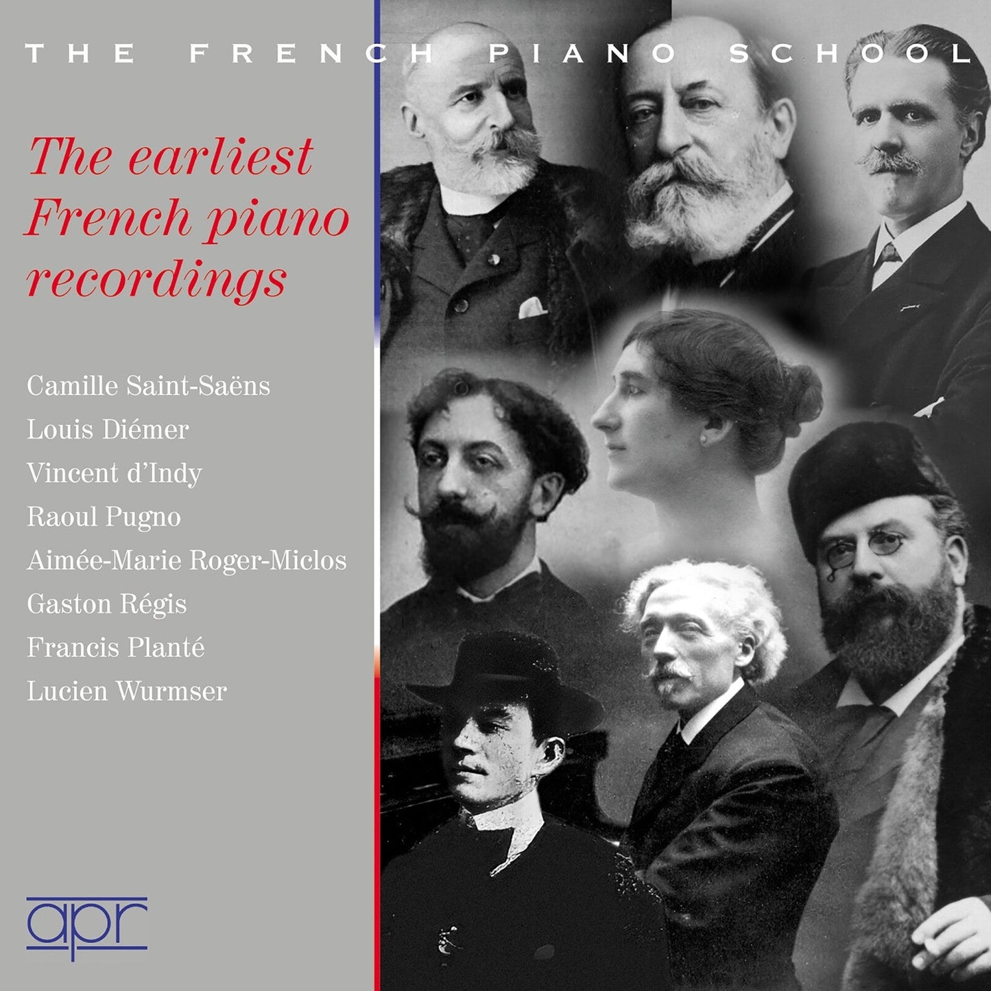 CD cover featuring portraits of composers from the French piano school.
