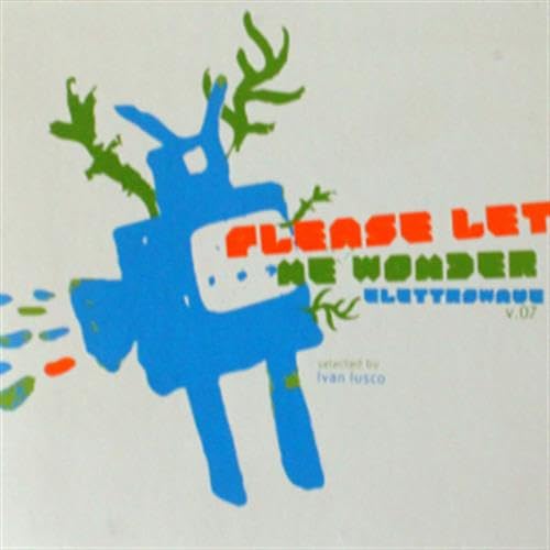 CD cover with blue robotic deer and green branches, white background.