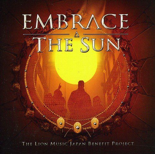 CD cover: orange and red sun design with silhouettes, benefit project text.
