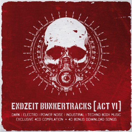 Red album cover with a white skull wearing a gas mask and text.