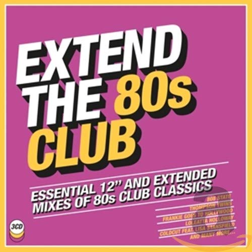 CD cover: "Extend the 80s - Club" with bold yellow text on purple.