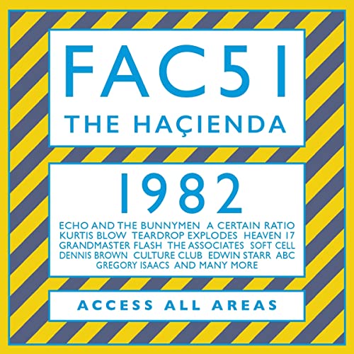 CD book set cover: "FAC51 The Hacienda 1982" with yellow and blue design.