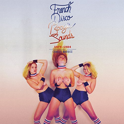 Album cover: three women in blue shorts and striped socks pose playfully.